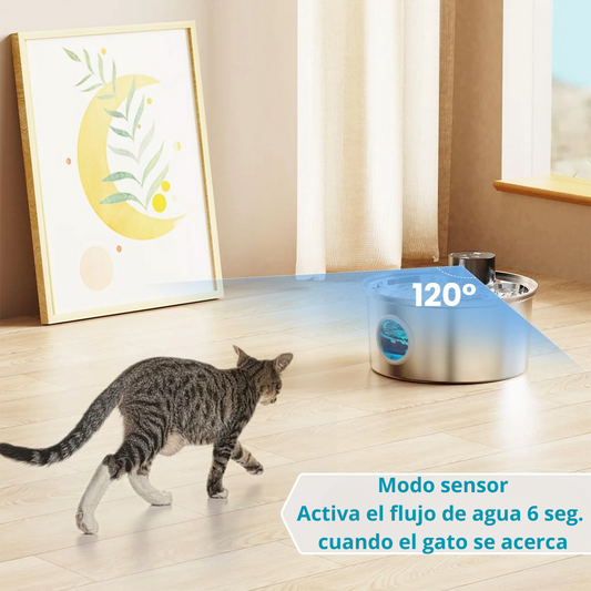 Fuente De Agua Inalámbrica De Acero Inoxidable Para Gatos, Carga Automática, Sensor De Movimiento Para Beber Para Mascotas, Dispensador De Agua Para Perros, Filtro De Accesorios