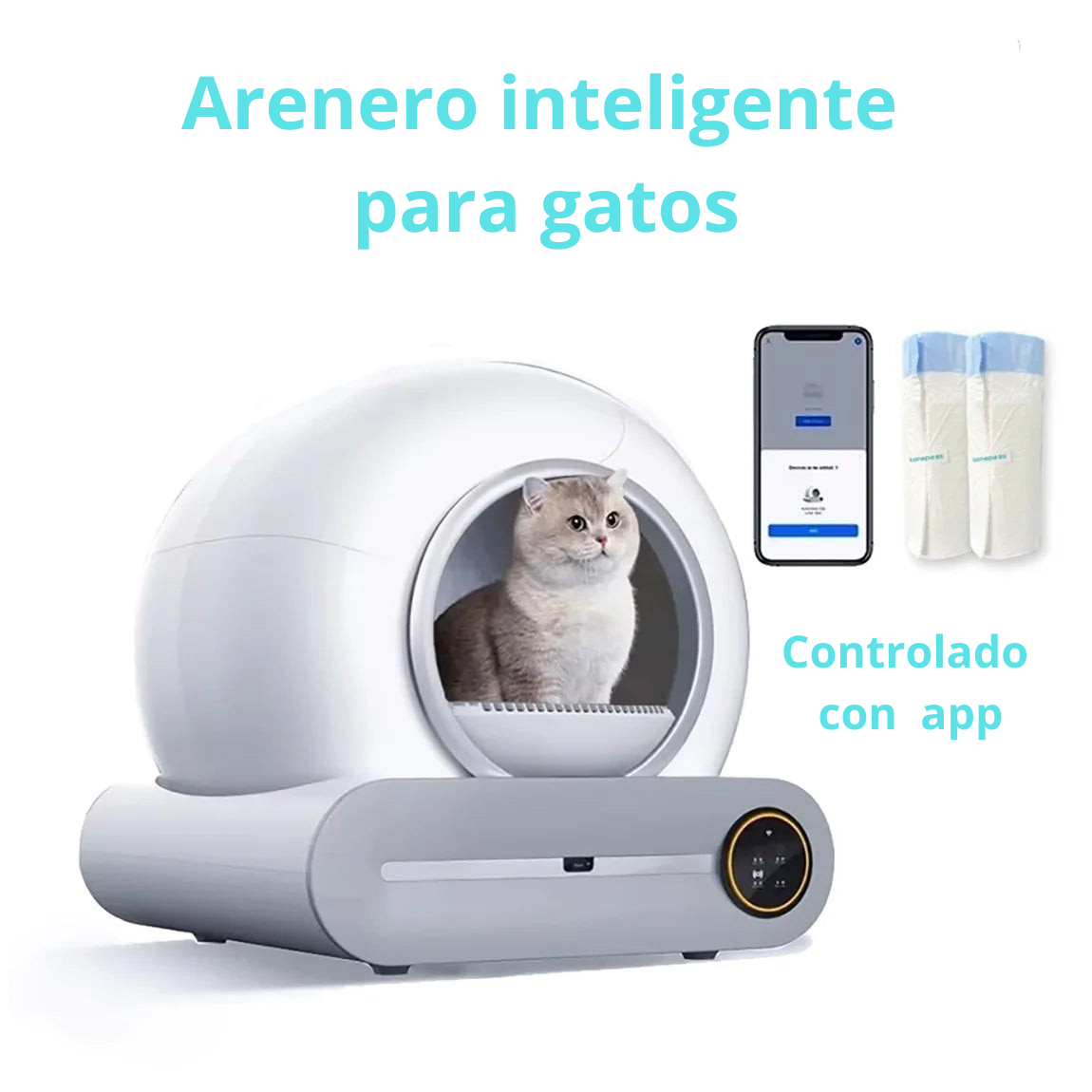 Tonepie-Caja De Arena Inteligente Automática Para Gatos, 65L, Autolimpiante, Totalmente Cerrada, Bandeja De Arena Para Inodoro Para Mascotas, Versiones En Inglés