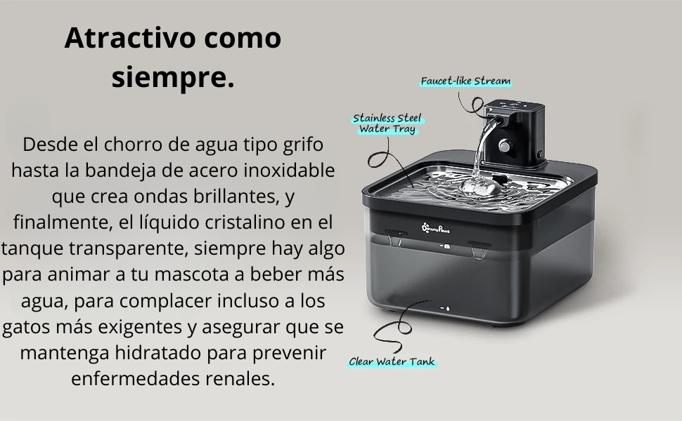 Fuente De Agua Automática Para Gatos De Acero Inoxidable De 2,5 L