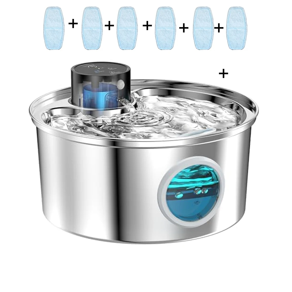 Fuente De Agua Inalámbrica De Acero Inoxidable Para Gatos, Carga Automática, Sensor De Movimiento Para Beber Para Mascotas, Dispensador De Agua Para Perros, Filtro De Accesorios