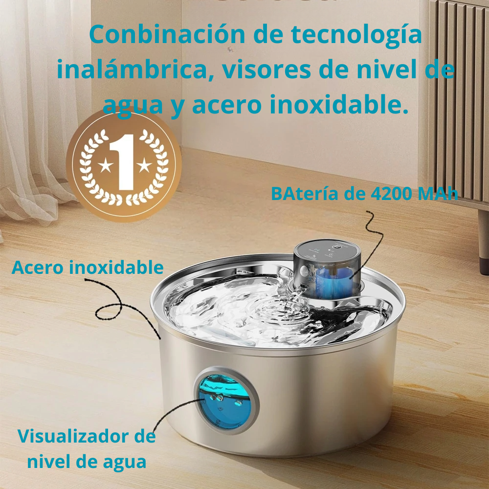 Fuente De Agua Inalámbrica De Acero Inoxidable Para Gatos, Carga Automática, Sensor De Movimiento Para Beber Para Mascotas, Dispensador De Agua Para Perros, Filtro De Accesorios