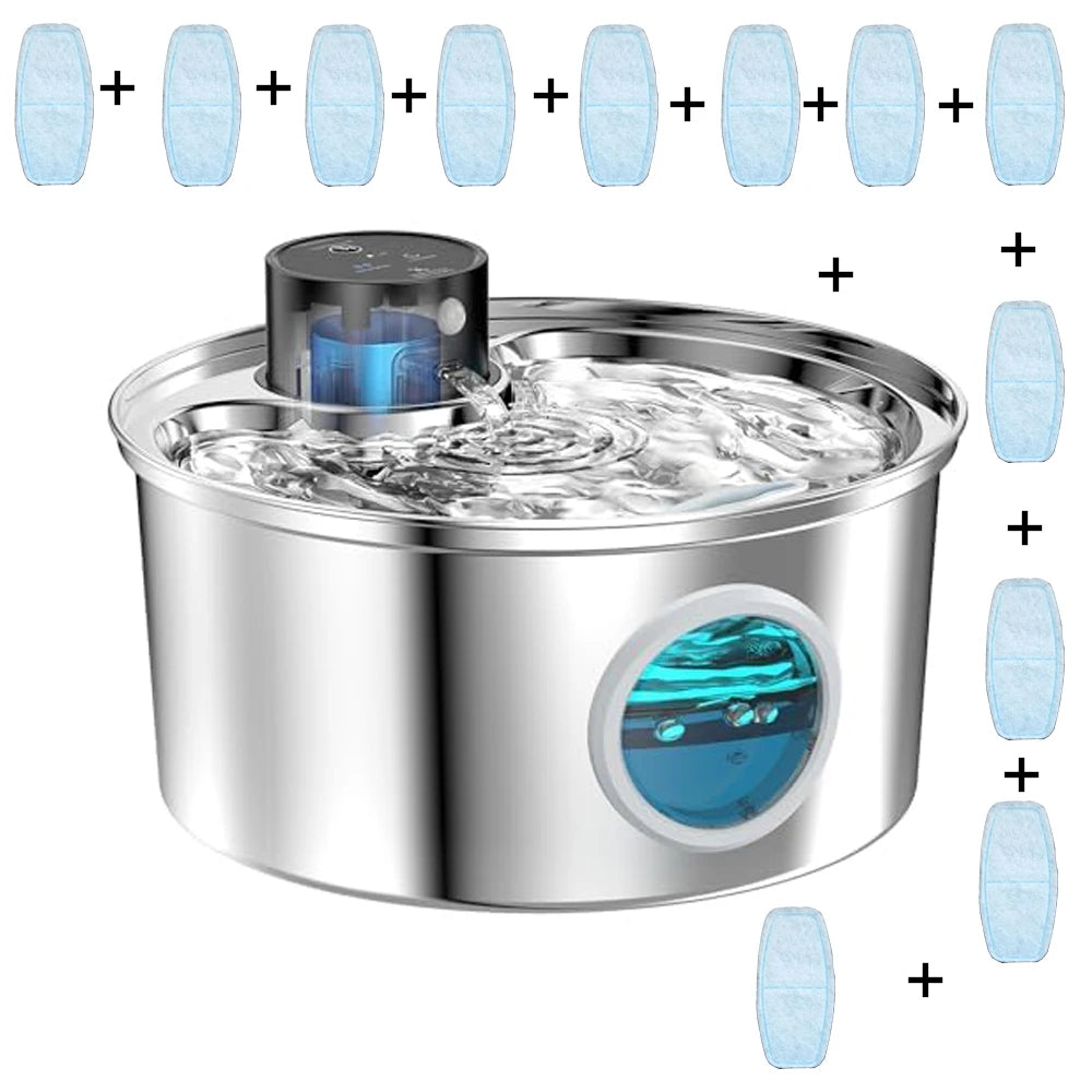 Fuente De Agua Inalámbrica De Acero Inoxidable Para Gatos, Carga Automática, Sensor De Movimiento Para Beber Para Mascotas, Dispensador De Agua Para Perros, Filtro De Accesorios