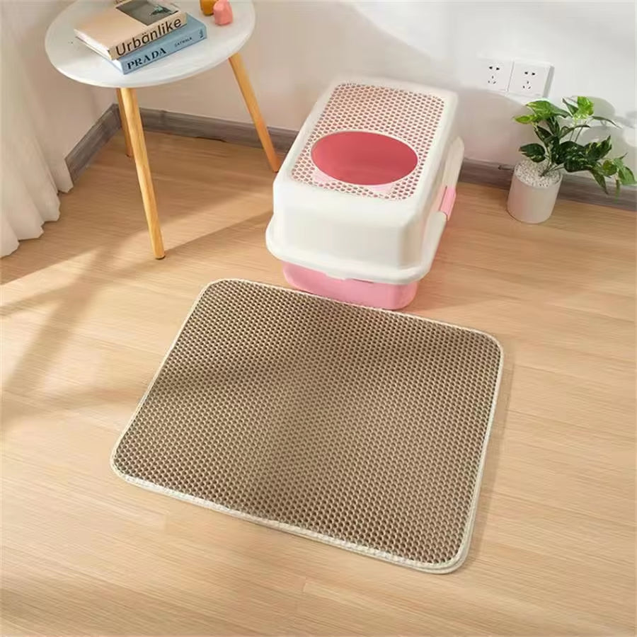 Estera De Arena Para Gatos, Impermeable, a Prueba De Orina, Estera De Arena Para Gatitos, Panal, Doble Capa, Estera Antideslizante, Suave, EVA, Estera De Arena Para Gatos